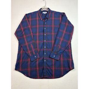 J.J. Cochran Button Up Shirt Mens Navy/Purple Plaid Long Sleeve Size 2XL Tall 18